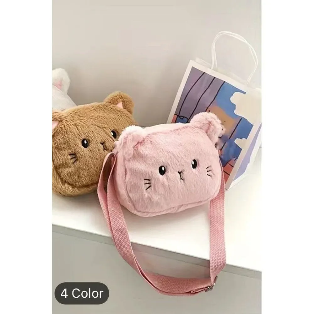 Cat Crossbody Bags Girls Women Fashion Love Pink Fuzzy Cat Shoulder Bag New‎